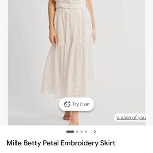 Mille Women's Embroidered Maxi Skirt - White